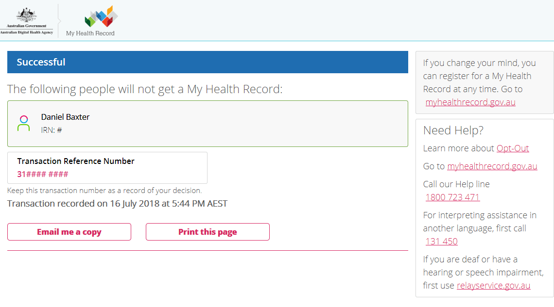 My Health Record opt-out